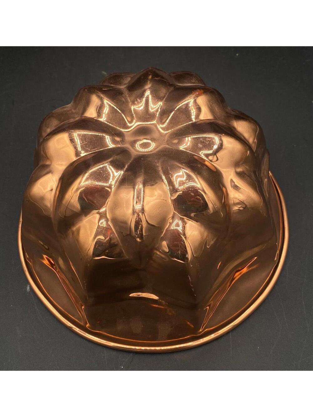 Vintage Copper Jelly Mold Fluted Baking Mold Kitchen Decor 5.75”